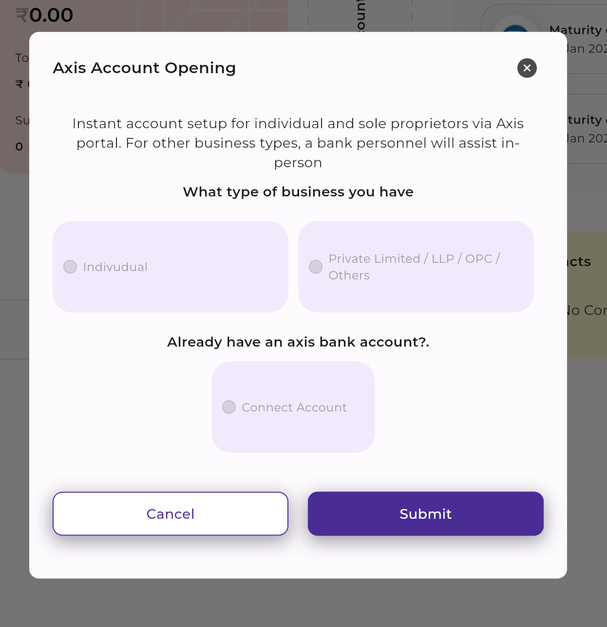 Account Opening Business Type